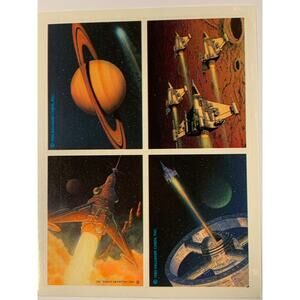 Space Sci-Fi Stickers Hallmark Cards Single Sticker Sheet 1983 Spaceship Starfig